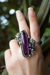 Twilight Vine – Long Amethyst Botanical Ring, AR-7545