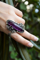 Twilight Vine – Long Amethyst Botanical Ring, AR-7545