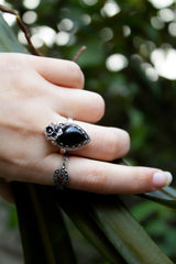 Petals of Shadows: Black Onyx Ring, AR- 7527