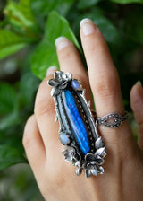 Lunar Garden: Labradorite & Moonstone Ring, AR-7047
