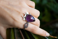 Natural Purple Amethyst Ring, Sterling Silver, AR-6804