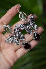 Whispers of Renewal: Prehnite & Garnet Earrings, AE- 7531