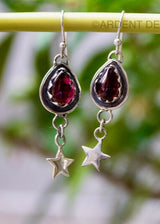 Boucles d'oreilles grenat en forme de poire, AE-6738