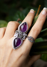 Bague améthyste avec feuille d'érable, AR-6558