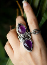 Bague améthyste avec feuille d'érable, AR-6558