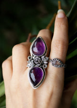 Bague améthyste avec feuille d'érable, AR-6558