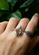 Bague améthyste verte, argent sterling, cadeau pour femme, bague artisanale SKU 6044