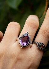 Natural Amethyst Ring, Sterling Silver, February Birthstone SKU 6067