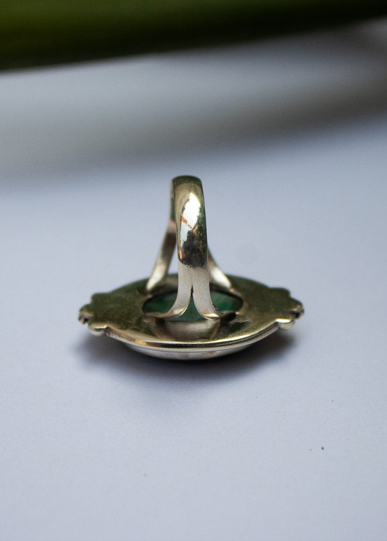 Bague émeraude, argent sterling, pierre précieuse verte, pierre de naissance de mai, SKU 6241