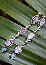 Boucles d'oreilles Moonstone, Boucles d'oreilles en argent sterling Moonstone et Turquoise, SKU 6270
