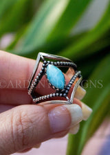 Anneau de larimar, anneau de bande de chevron, SKU 6258