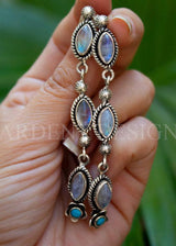 Boucles d'oreilles Moonstone, Boucles d'oreilles en argent sterling Moonstone et Turquoise, SKU 6270