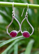 Boucles d'oreilles rubis, boucles d'oreilles en argent sterling Ruby Gemstone, pierre de naissance de juillet, SKU 6095
