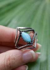 Anneau de larimar, anneau de bande de chevron, SKU 6258