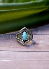 Anneau de larimar, anneau de bande de chevron, SKU 6258