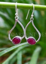 Boucles d'oreilles rubis, boucles d'oreilles en argent sterling Ruby Gemstone, pierre de naissance de juillet, SKU 6095