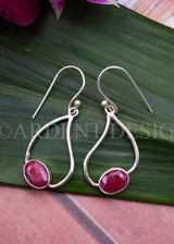 Boucles d'oreilles rubis, boucles d'oreilles en argent sterling Ruby Gemstone, pierre de naissance de juillet, SKU 6095