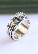 Bague Tournesol Tournesol pour Femme, Bague Fidget en Argent Sterling, SKU 6233