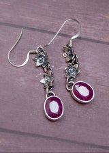 Boucles d'oreilles rubis, boucles d'oreilles en argent sterling Ruby Gemstone, pierre de naissance de juillet, SKU 6098