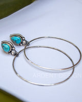 Boucles d'oreilles Turquoise, Bijoux Turquoise, Boucles d'oreilles en argent sterling, Boho, SKU 6102
