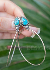 Boucles d'oreilles Turquoise, Bijoux Turquoise, Boucles d'oreilles en argent sterling, Boho, SKU 6102