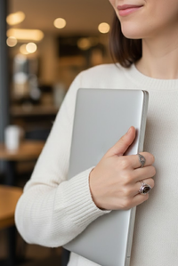 Anillo de cuarzo ahumado natural, piedra de nacimiento de Capricornio, piedra marrón SKU 6068