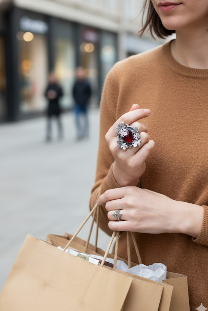 Anillo Granate Floral AR-6547