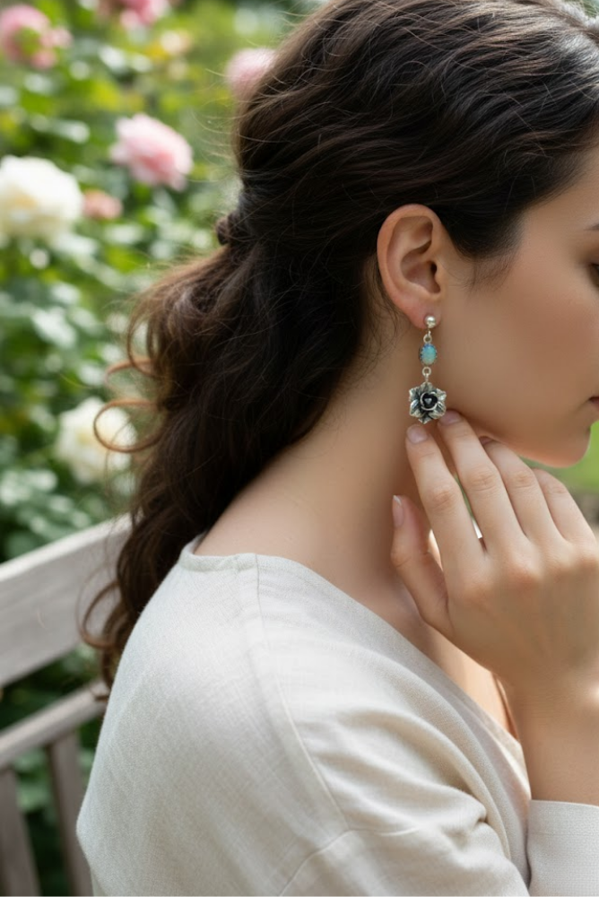 Blooming Fire: Opal Earrings, AE-7610