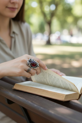 Crimson Garden Spell — Hessonite Rose Ring, AR-7727
