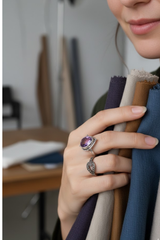 Bague en améthyste naturelle, argent sterling, pierre de naissance de février SKU 6067