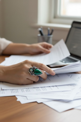 Verdant Bloom Ring – Malachite & Opal, AR-7580