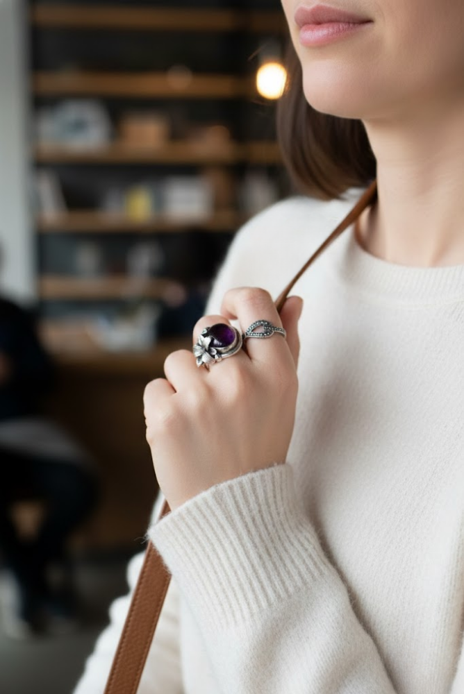 Floral Elegance Amethyst Ring, AR-7154