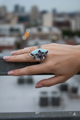 Ocean Blossom: Larimar & Peridot Ring, AR-7436