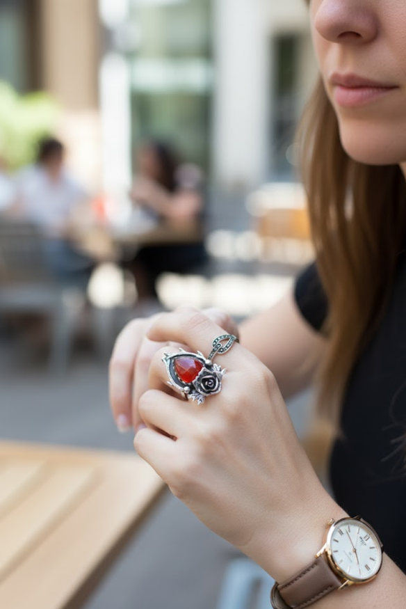 Secret Garden Rose – Red Onyx Ring, AR-7685