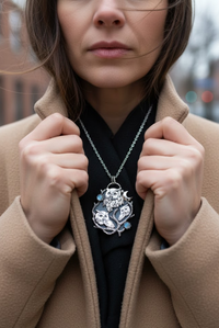 Night's Watch: Three Owls and Moonstone Pendant AP-7043