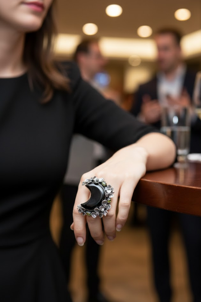 Half Moon Black Onyx Ring, AR-7312