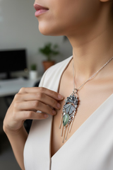 Whispers of the Forest Moon — Butterfly & Prehnite Pendant, AP-7725