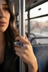 Larimar Tanzanite Amethyst Purple Copper Turquoise Moonstone Ring, SKU 6137