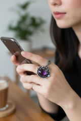Moonlit Vines — Amethyst & Moonstone Floral Ring, AR-7478