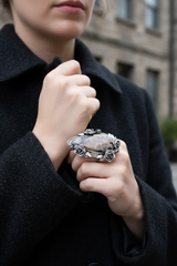 Anillo llamativo de ágata con tubo de barra, AR-6745