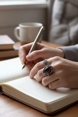 Twilight Petals: Garnet Ring, AR-7564