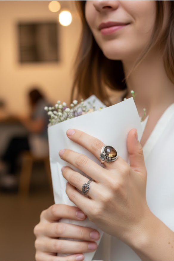 Natural Smokey Quartz Ring, AR-6709