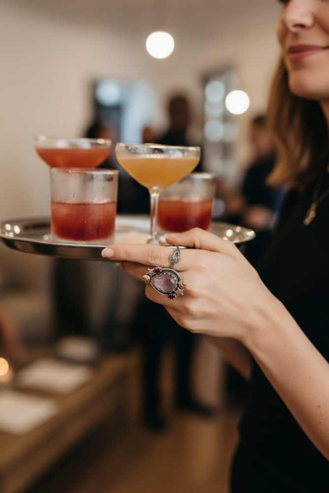 Starlit Blush — Rose Quartz & Pink Tourmaline Celestial Ring, AR-7728