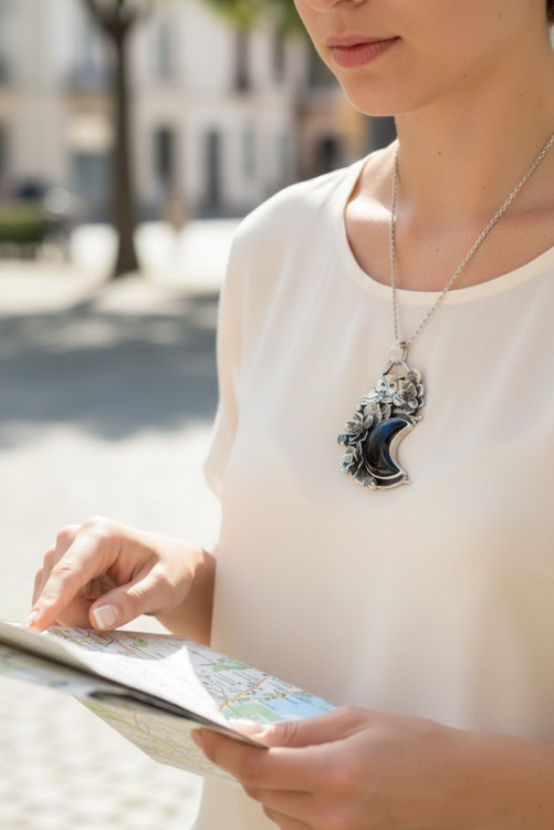 Nocturnal Whisper: Black Onyx Owl Pendant, AP-7070