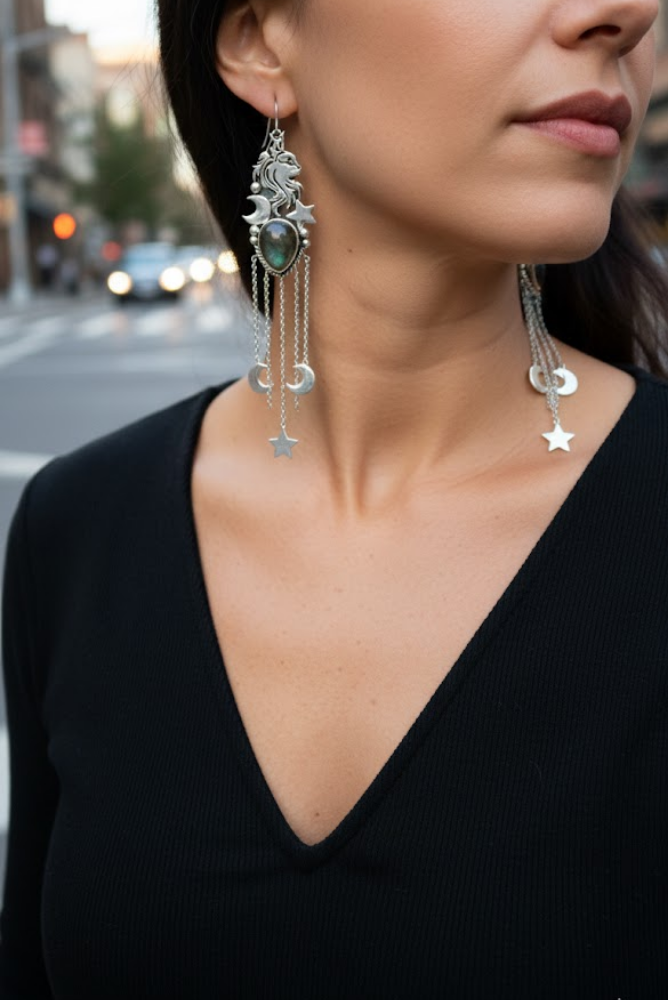 Celestial Whimsy – Labradorite Earrings, AE-7350