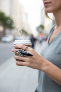 Nightwatch Owl Black Onyx Ring, AR-6882