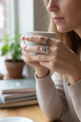 Silent Owl Wisdom – Sterling Silver Ring, AR-7716