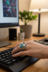 Tidebound Star: Abalone Shell Ring, AR- 7529