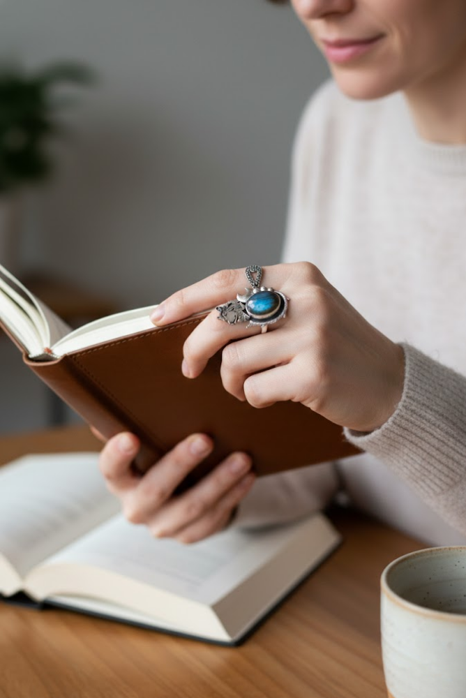 Labradorite Ring with Wolf, AR- 7135