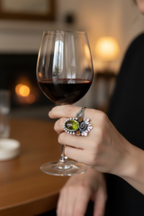 Green Tourmaline & Amber Ring, AR-7677